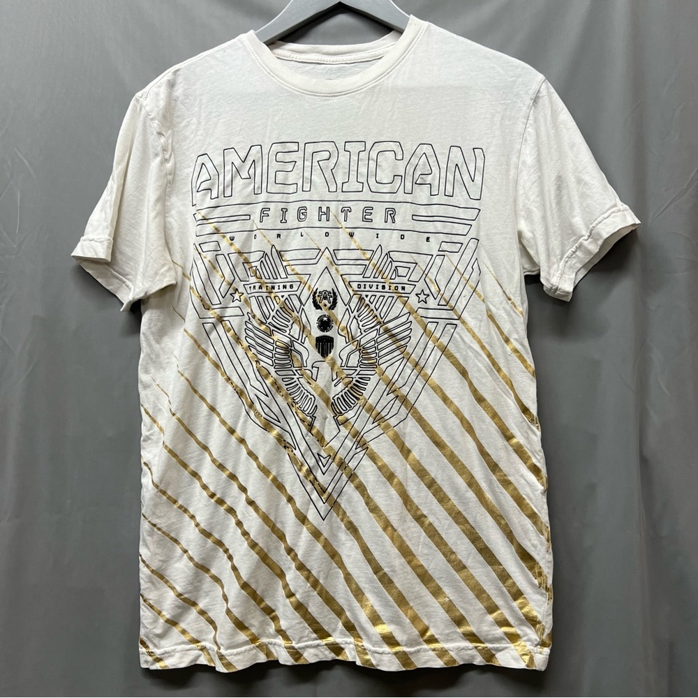 American Fighter White Gold Foil Mens T-shirt Medium
